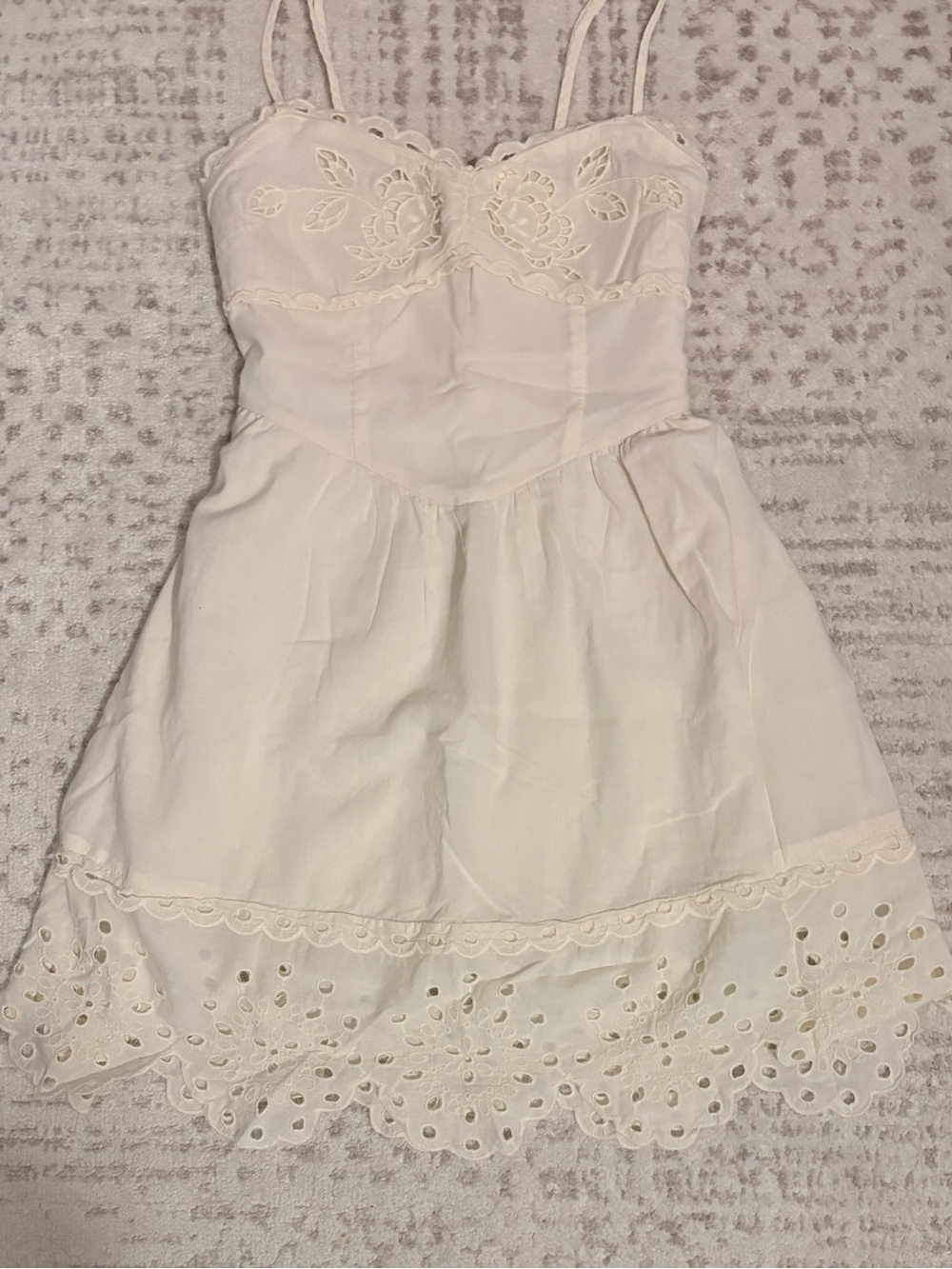 AE Women's Cream Eyelet Lace Sundress